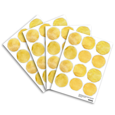 Funlife® Watercolor Circle Pattern Lemon Yellow Hand Print Removable Vinyl Wall Stickers Dots Wall Stickers for Nursery Room - Parker and Olive