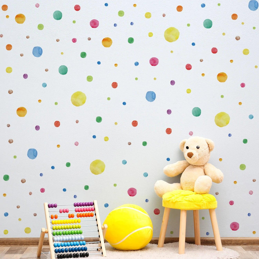 Funlife® 140 PCS Watercolor Polka Dots Wall Decals DIY Nursery Room Decorative Wall Stickers for Kids Room Bedroom Home Decor - Parker and Olive