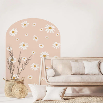 Minimalist Color Daisy Arch Decal for Bed or Crib Decor Removable Peel and Stick Wall Sticker Home Decoration Interior Wallpaper - Parker and Olive