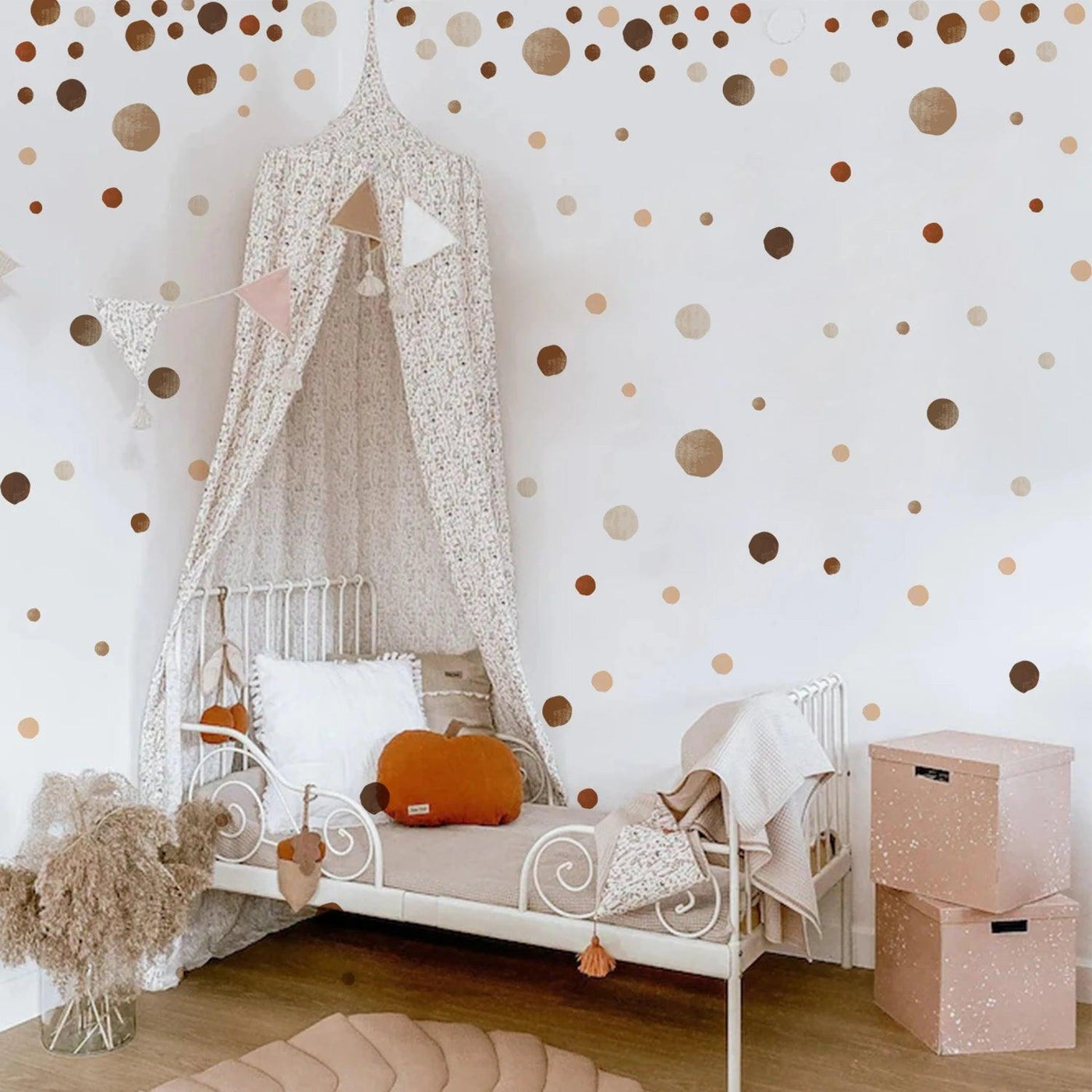 Funlife® 140 PCS Watercolor Boho Polka Dots Wall Decals Nursery Room Kids Bedroom Removable Peel and Stick Wall Stickers - Parker and Olive