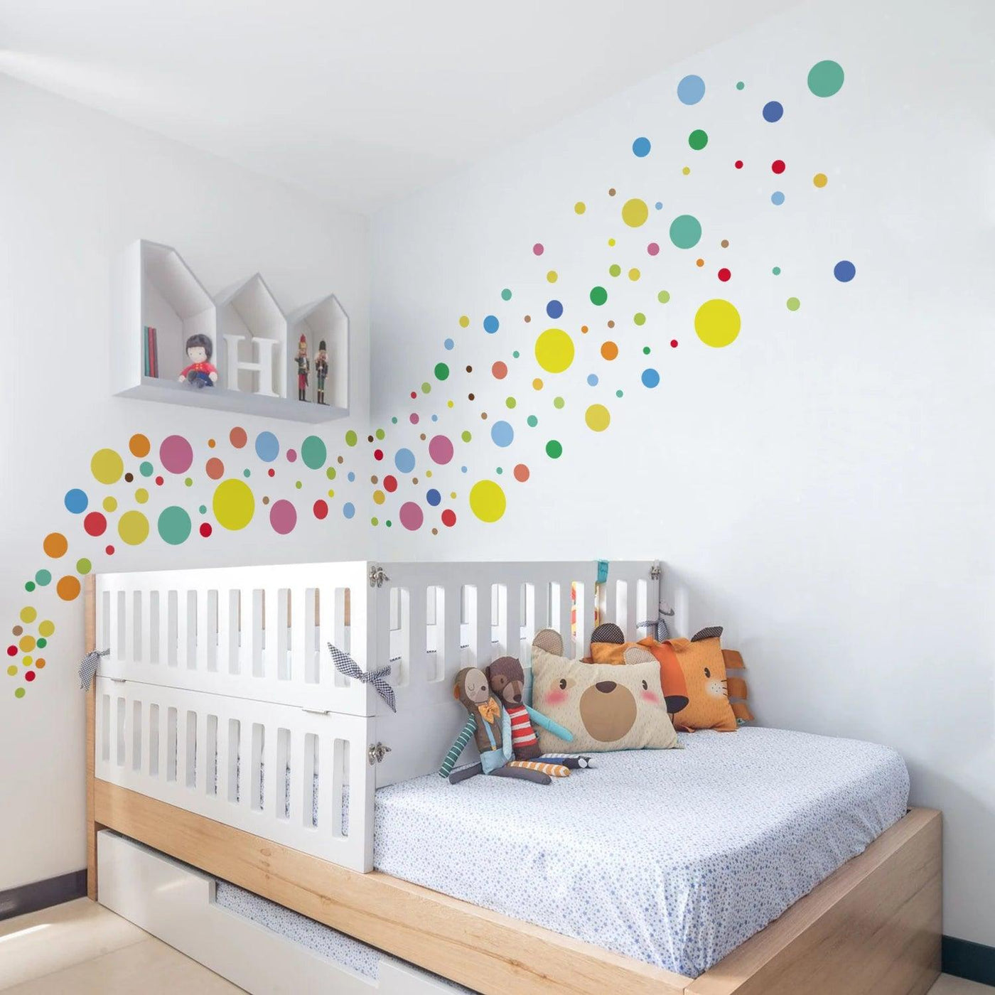 Funlife® Colorful Bright Yellow Art Vinly Polka Dots Wall Sticker Decor for Baby Nursery Child Kid Boy Girl Bedroom Home Decor - Parker and Olive