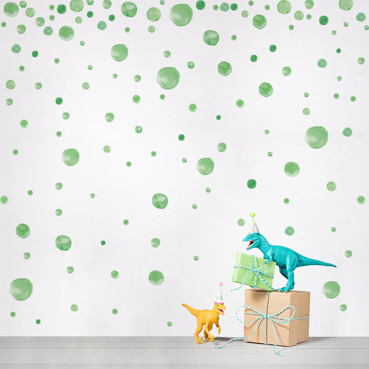 Green Watercolor Polka Dot Wall Decal Stickers