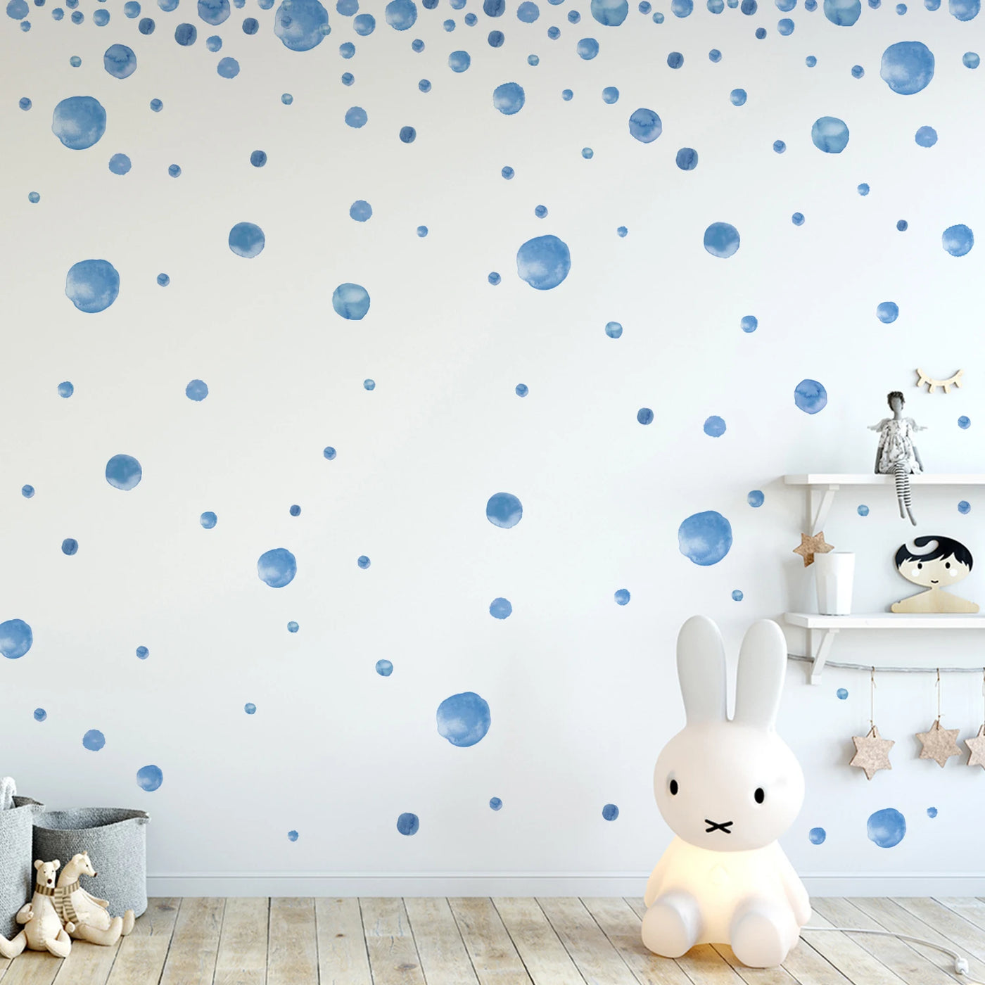 Blue Watercolor Polka Dot Wall Decal Stickers