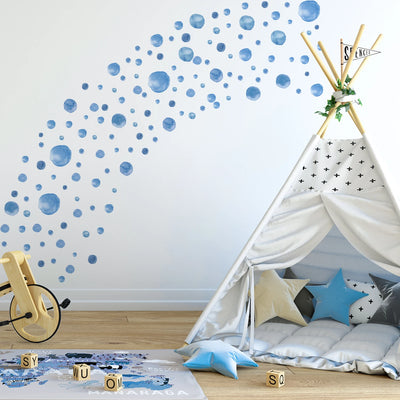 Blue Watercolor Polka Dot Wall Decal Stickers