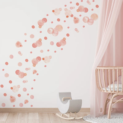 Pink Watercolor Polka Dot Wall Decal Stickers