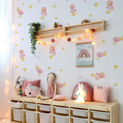 Pink & Yellow Watercolor Polka Dot Wall Decals - Parker and Olive