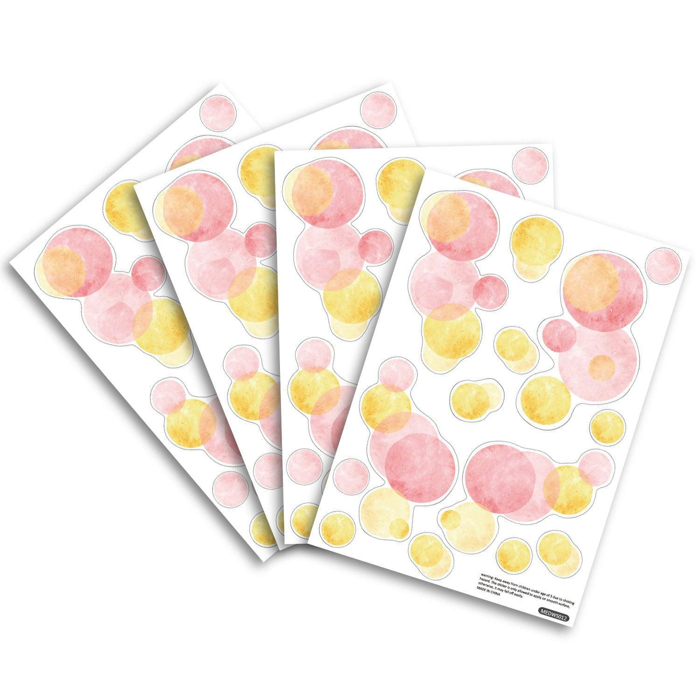 Pink & Yellow Watercolor Polka Dot Wall Decals - Parker and Olive