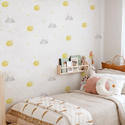 Cartoon Sun & Clouds Wall Decal Stickers - Parker and Olive