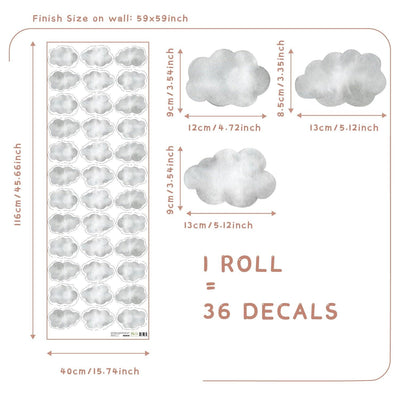 Gray Clouds Wall Decal Stickers - Parker and Olive