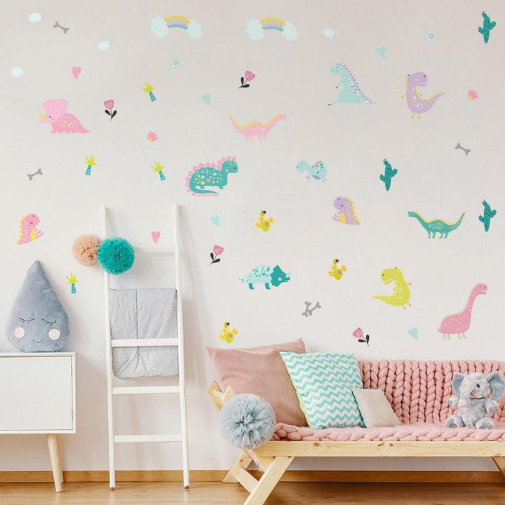 Pastel Dinosaur Wall Decal Stickers - Parker and Olive