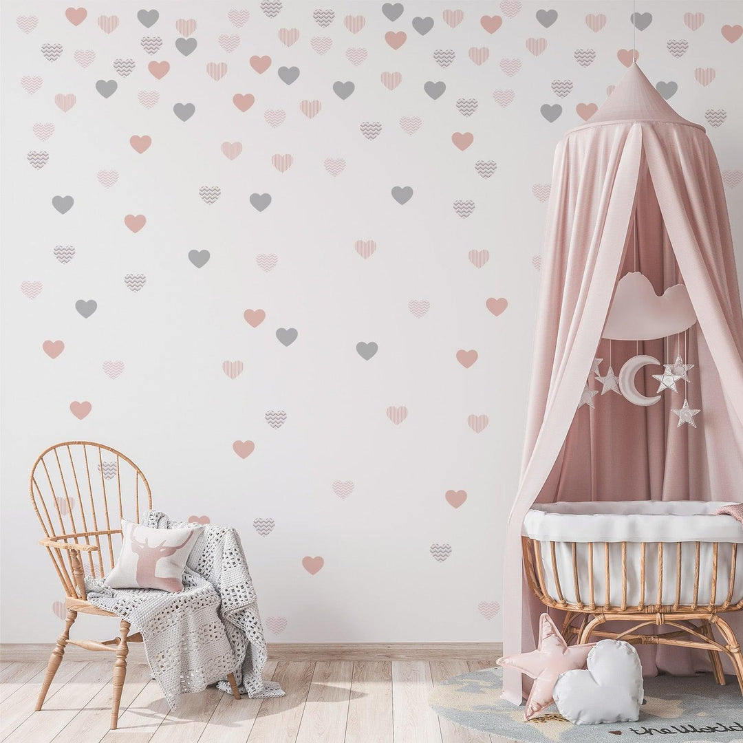 Boho Pattern Hearts Nursery Wall Decals - Parker and Olive