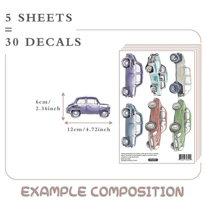 Vintage Car Wall Decal Stickers - Multicolor - Parker and Olive