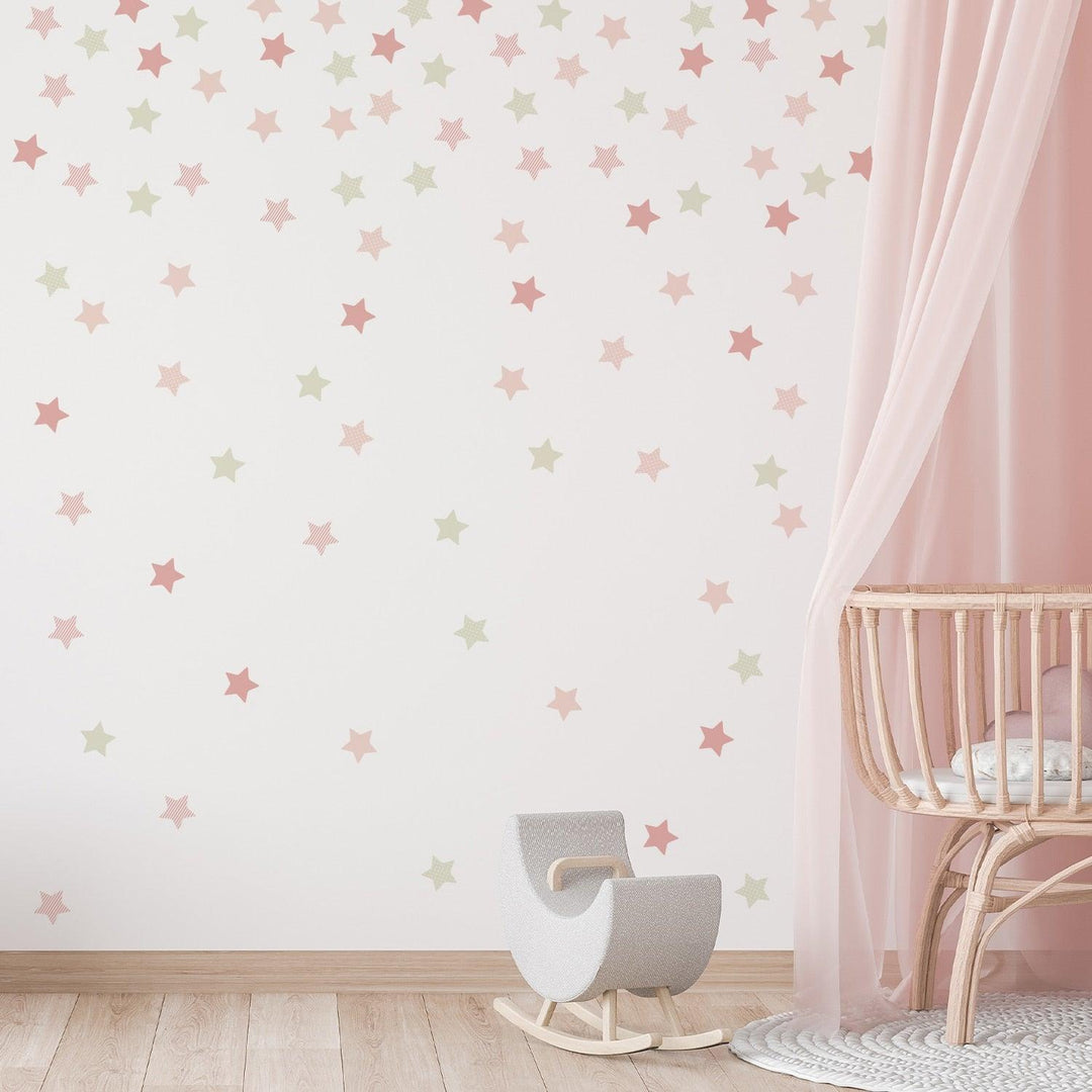 Boho Pink Pattern Stars Nursery Wall Decals - Parker and Olive