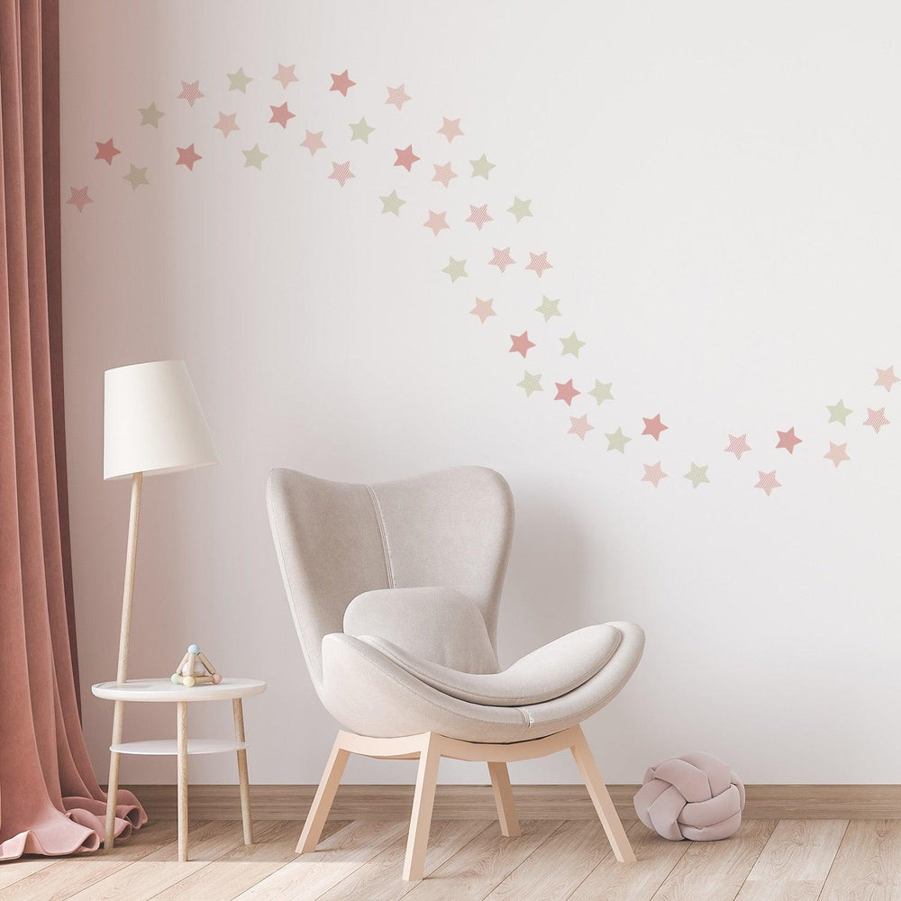 Boho Pink Pattern Stars Nursery Wall Decals - Parker and Olive