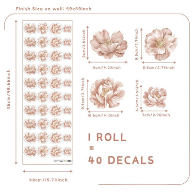 Boho Wall Decal Stickers - Pink Garden Flowers - Parker and Olive