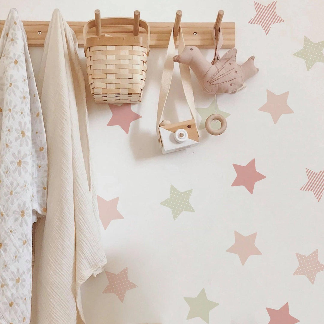 Boho Pink Pattern Stars Nursery Wall Decals - Parker and Olive