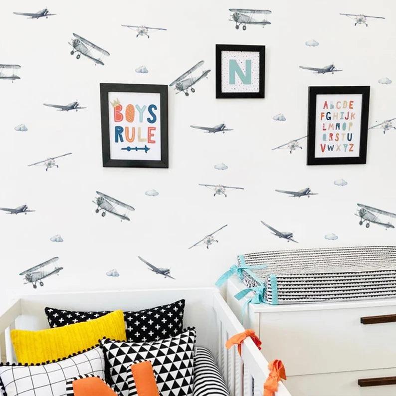 Blue Airplane Wall Decals - Parker and Olive