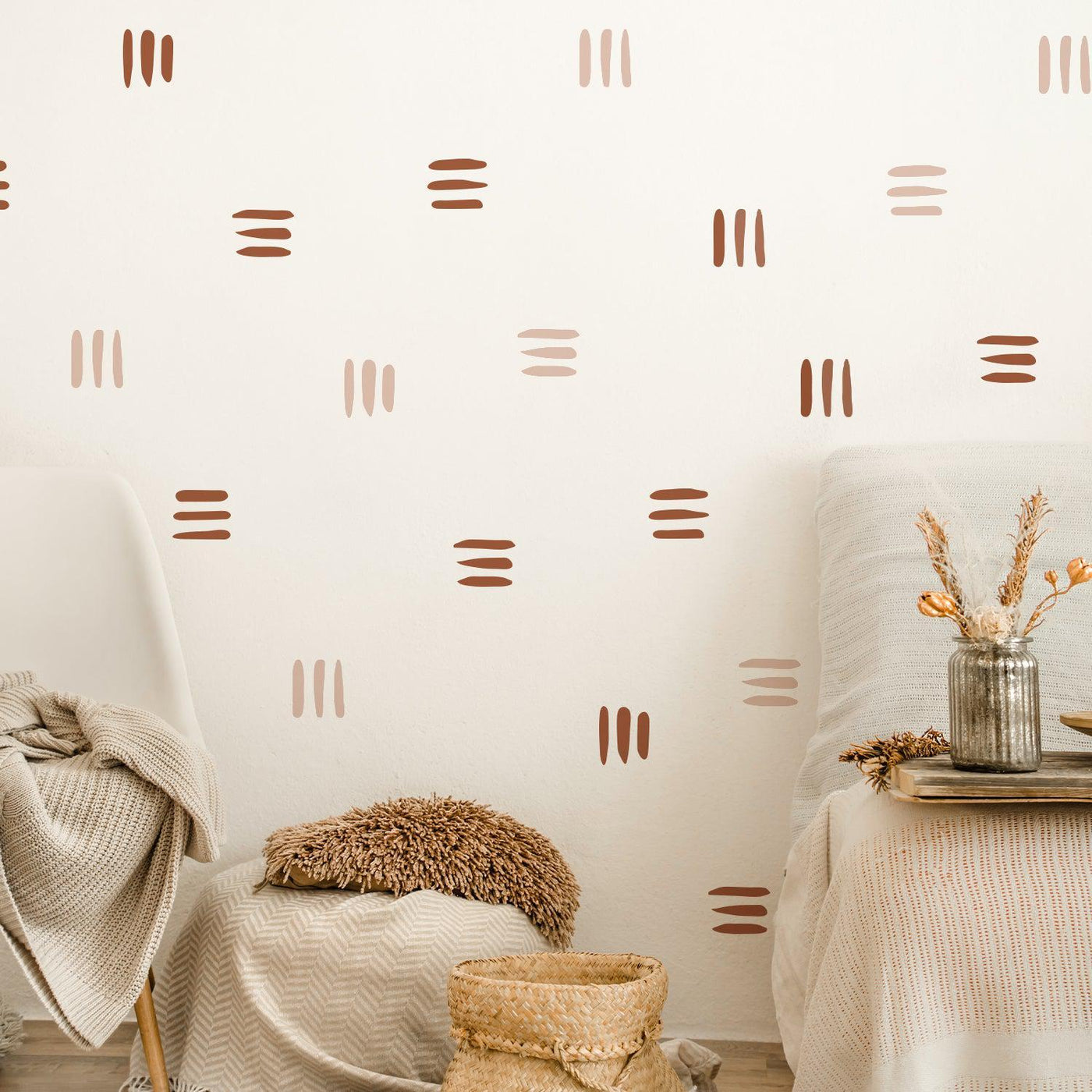 Boho Wall Decal Stickers - Brown Lines - Parker and Olive